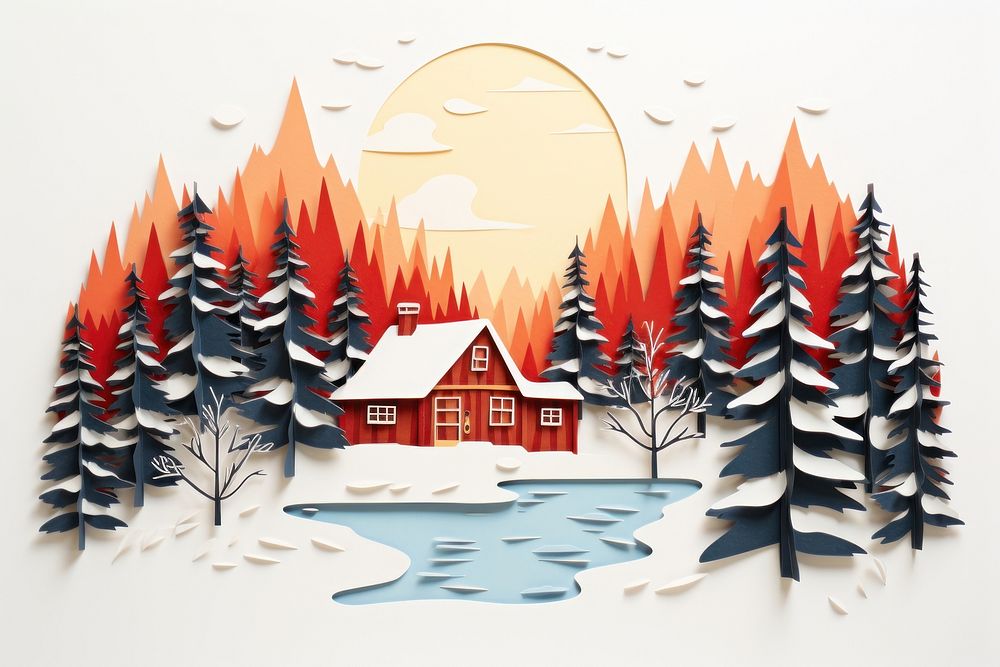 Winter vacation painting nature plant. AI generated Image by rawpixel.