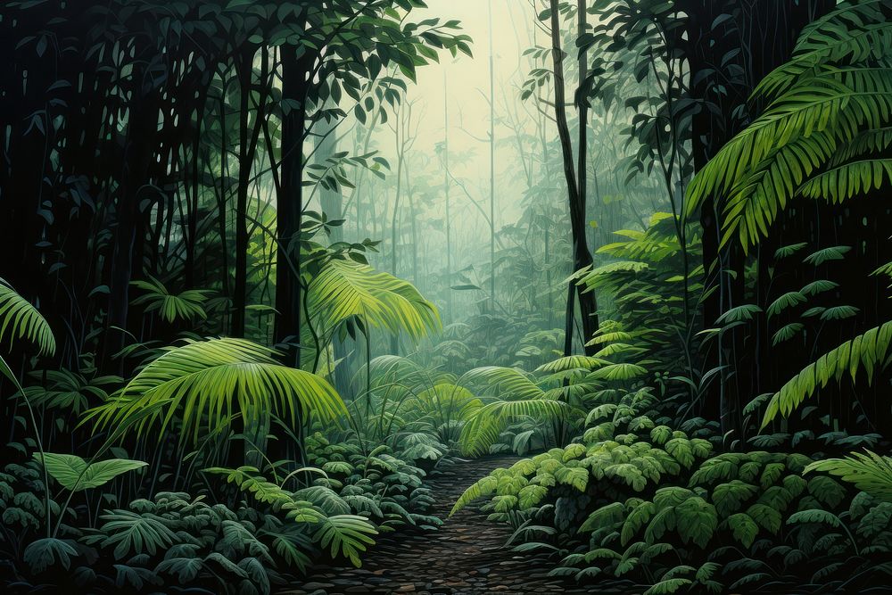 Tropical rain forest vegetation outdoors woodland. 