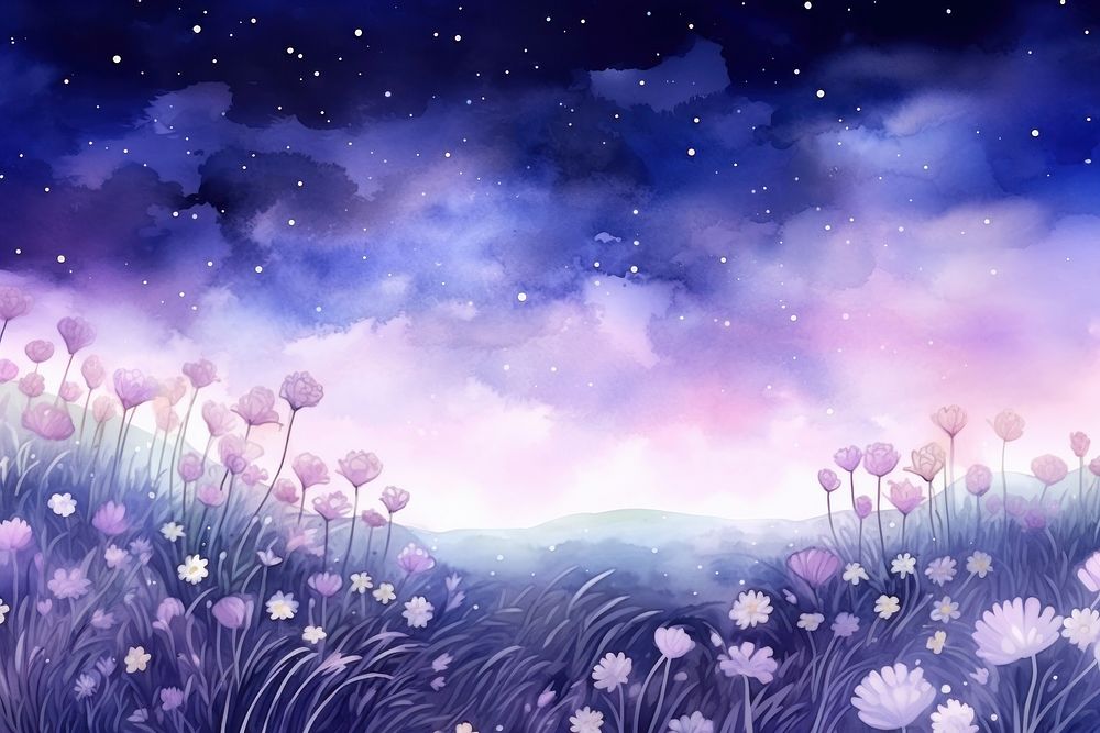 Flower fields night backgrounds outdoors. AI generated Image by rawpixel.