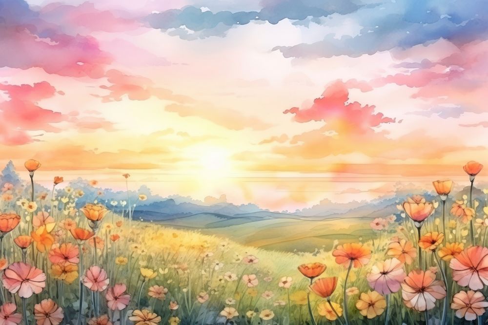 Flower fields backgrounds landscape panoramic. 