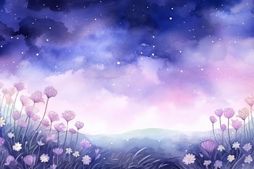 Flower fields night backgrounds outdoors. 