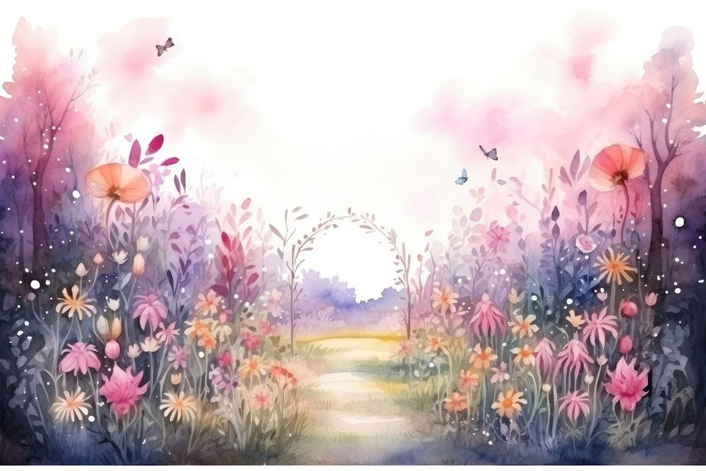 Flower painting outdoors nature. AI generated Image by rawpixel.
