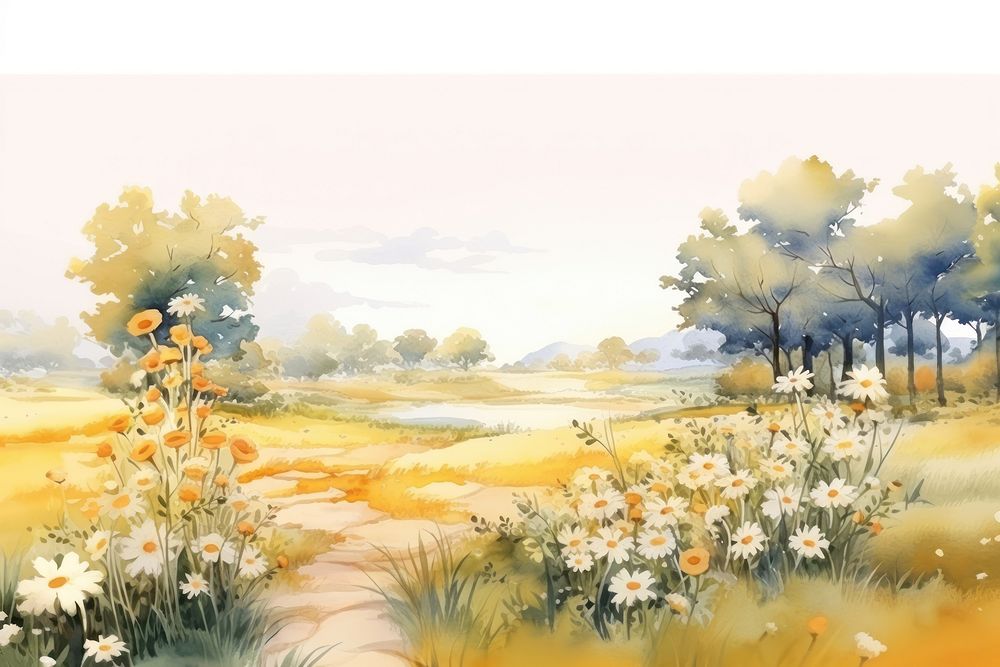 Flower field landscape grassland. AI generated Image by rawpixel.