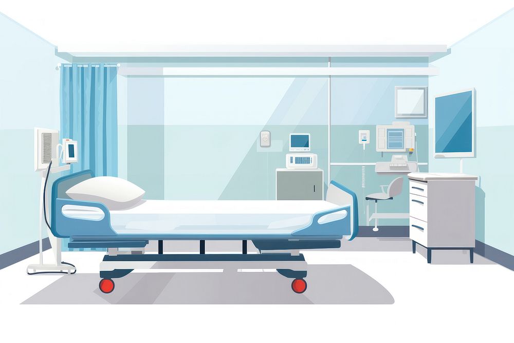 Patient room hospital architecture furniture. AI generated Image by rawpixel.