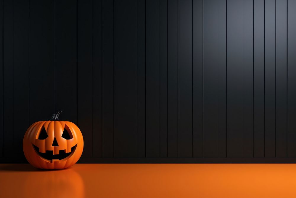 Jack o lantern halloween wall anthropomorphic. AI generated Image by rawpixel.