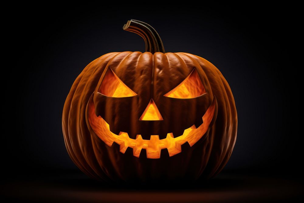 Jack O Lantern halloween lantern black background. 