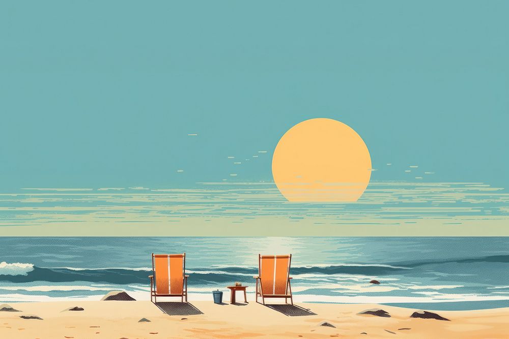 Beach trip outdoors horizon nature. AI generated Image by rawpixel.