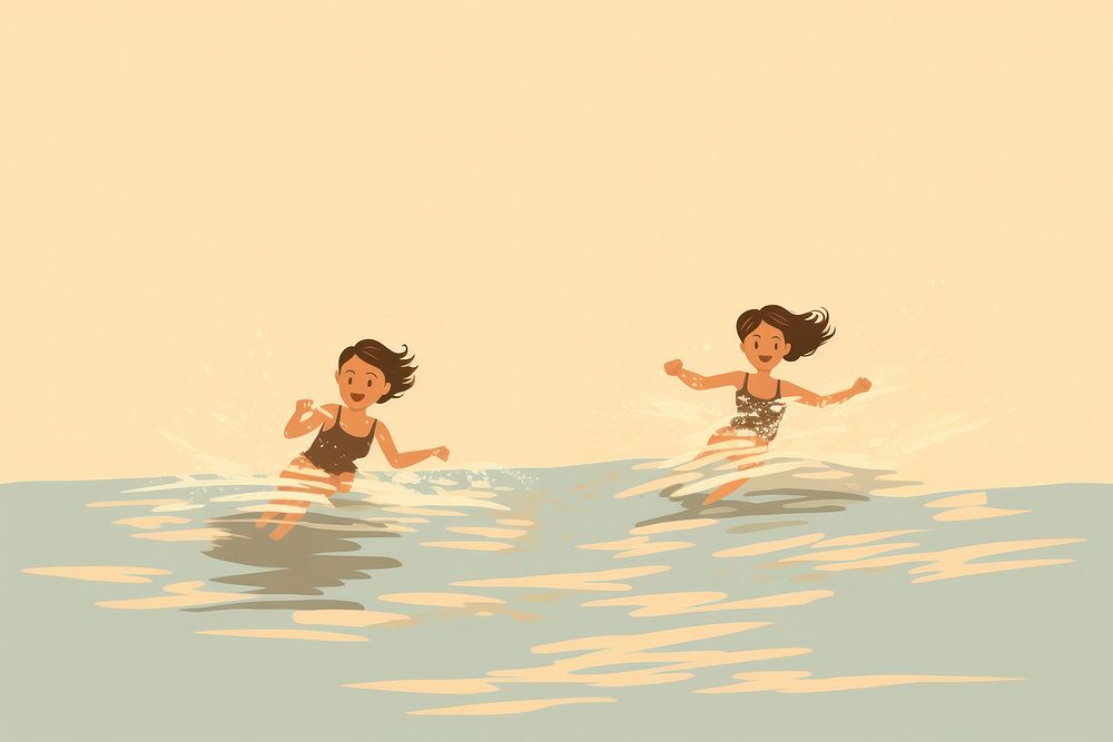 Children swimming outdoors sports sea. AI generated Image by rawpixel.