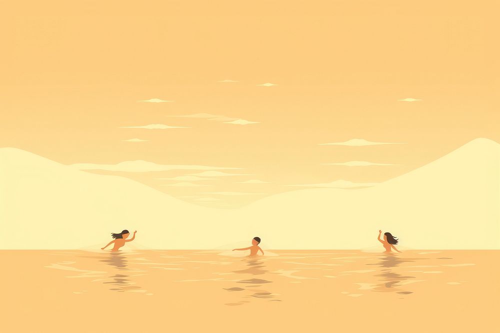 Children swimming outdoors nature ocean. AI generated Image by rawpixel.
