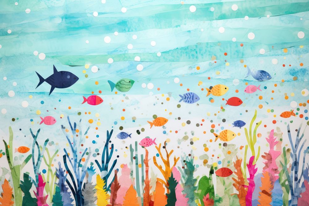 Fish sea art painting. AI generated Image by rawpixel.
