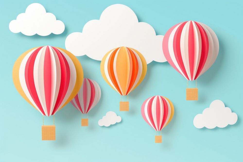 Floating hot air balloons aircraft vehicle transportation. AI generated Image by rawpixel.