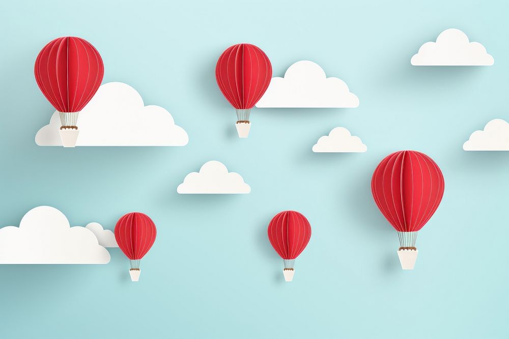 Floating hot air balloons aircraft transportation celebration. AI generated Image by rawpixel.