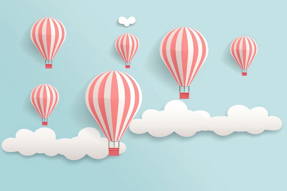 Floating hot air balloons aircraft vehicle transportation. AI generated Image by rawpixel.