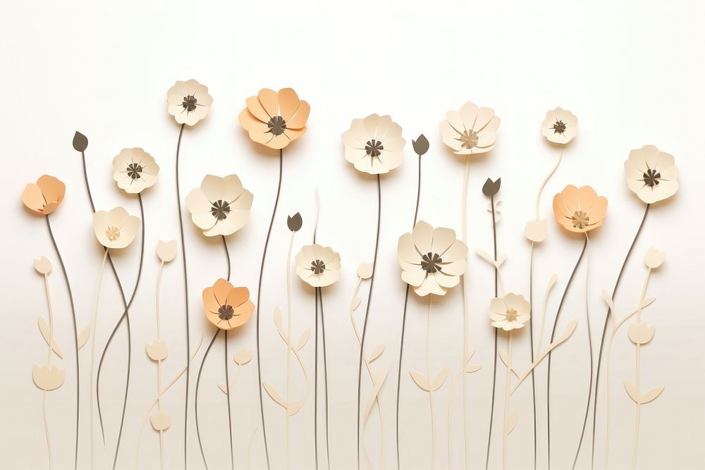 Flower field blossom plant paper wall. AI generated Image by rawpixel.