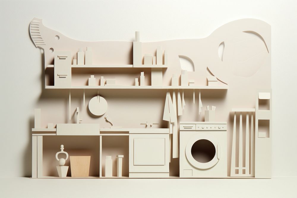 Laundry room architecture technology dollhouse. AI generated Image by rawpixel.
