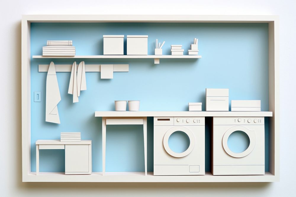 Laundry room appliance shelf architecture. AI generated Image by rawpixel.