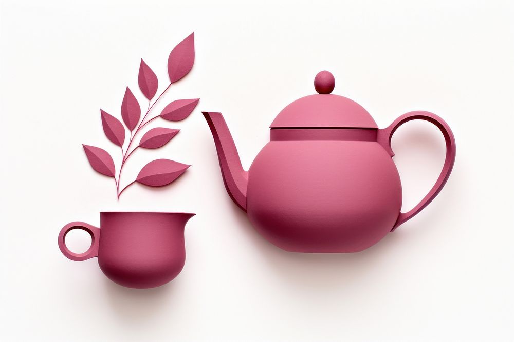 Cup teapot mug white background. 