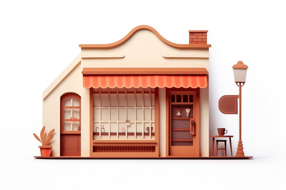 Coffee shop architecture dollhouse playhouse. AI generated Image by rawpixel.