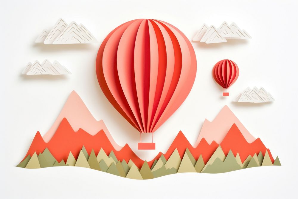 Hot air balloon paper art transportation. AI generated Image by rawpixel.
