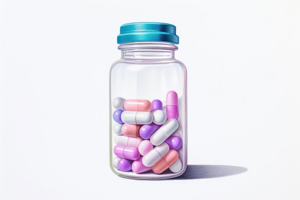 Pill bottle white background medication. AI generated Image by rawpixel.