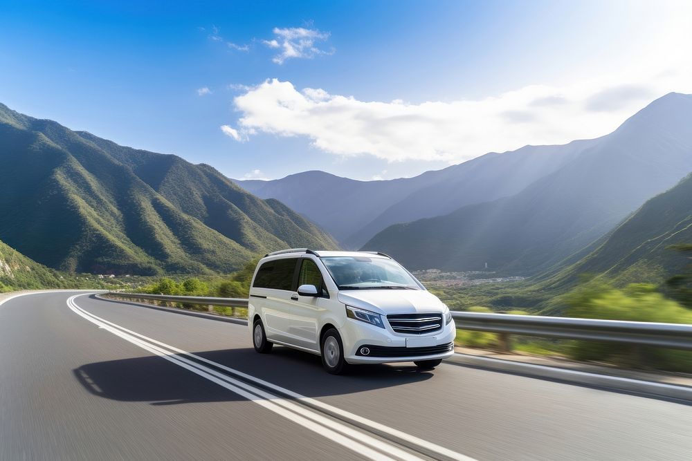 Minivan mountain vehicle driving. AI generated Image by rawpixel.