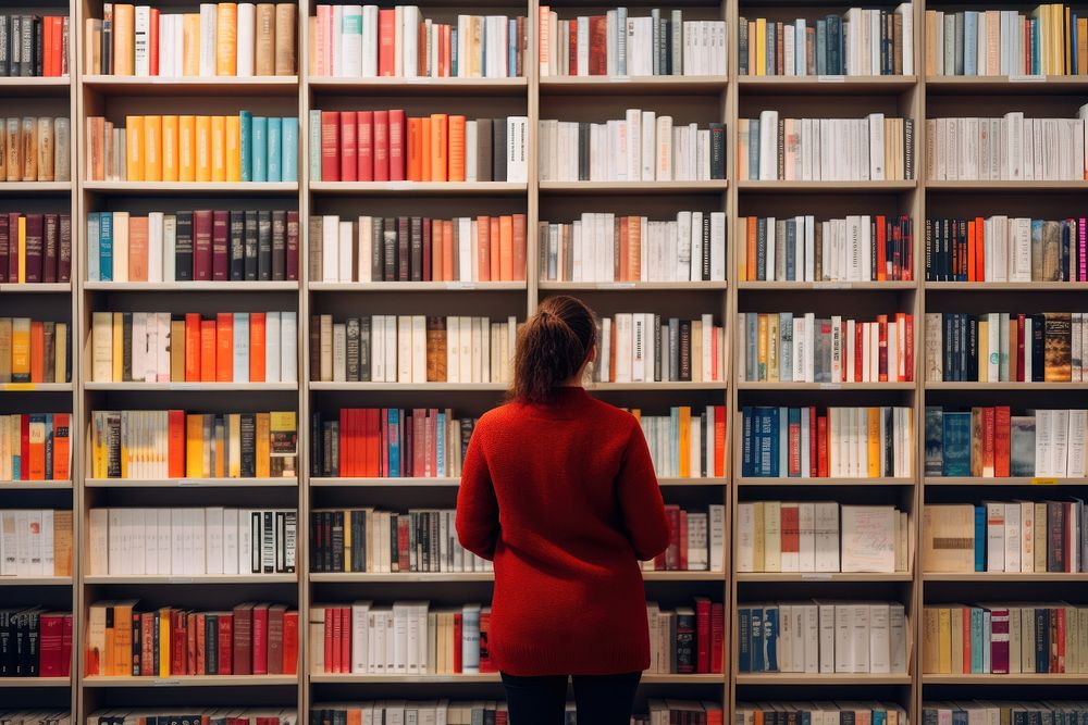 Book store bookshelf bookcase adult. AI generated Image by rawpixel.