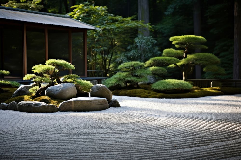 Gravel garden architecture outdoors backyard. 