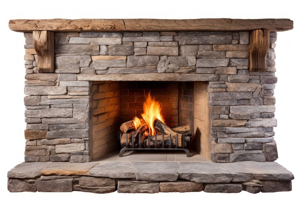 Stone fireplace hearth white background architecture. AI generated Image by rawpixel.