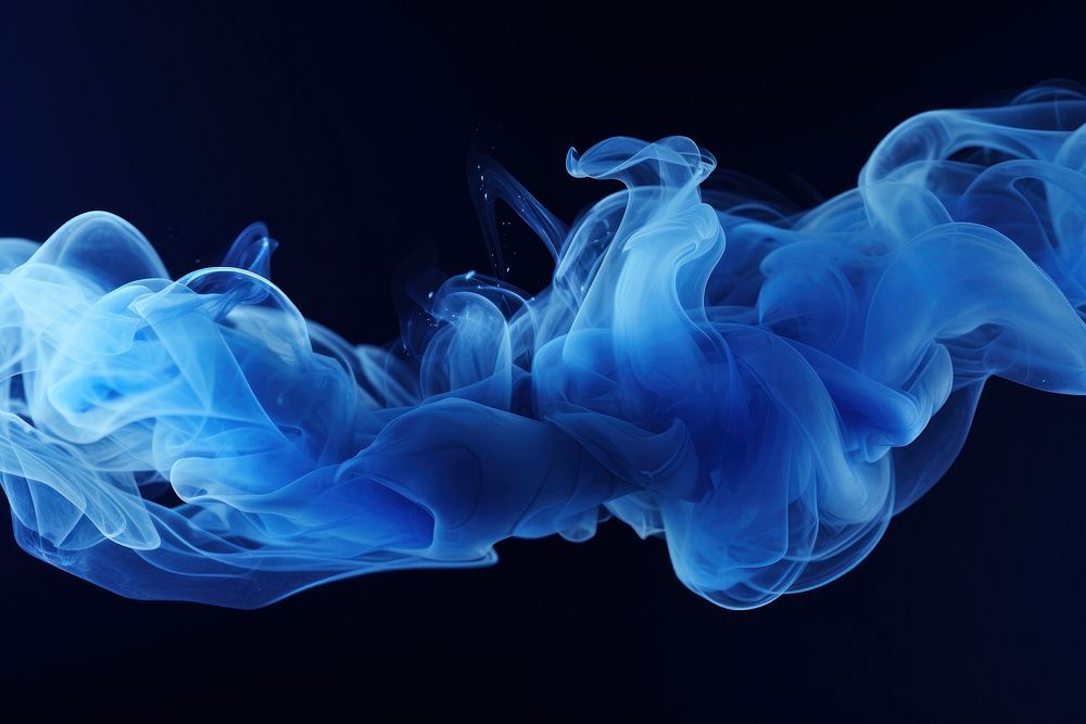 Abstract dark blue smoke cloud translucent lightweight jellyfish. 