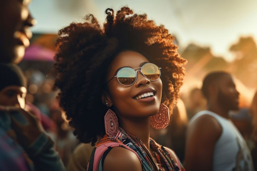 Festival glasses adult smile. AI generated Image by rawpixel.