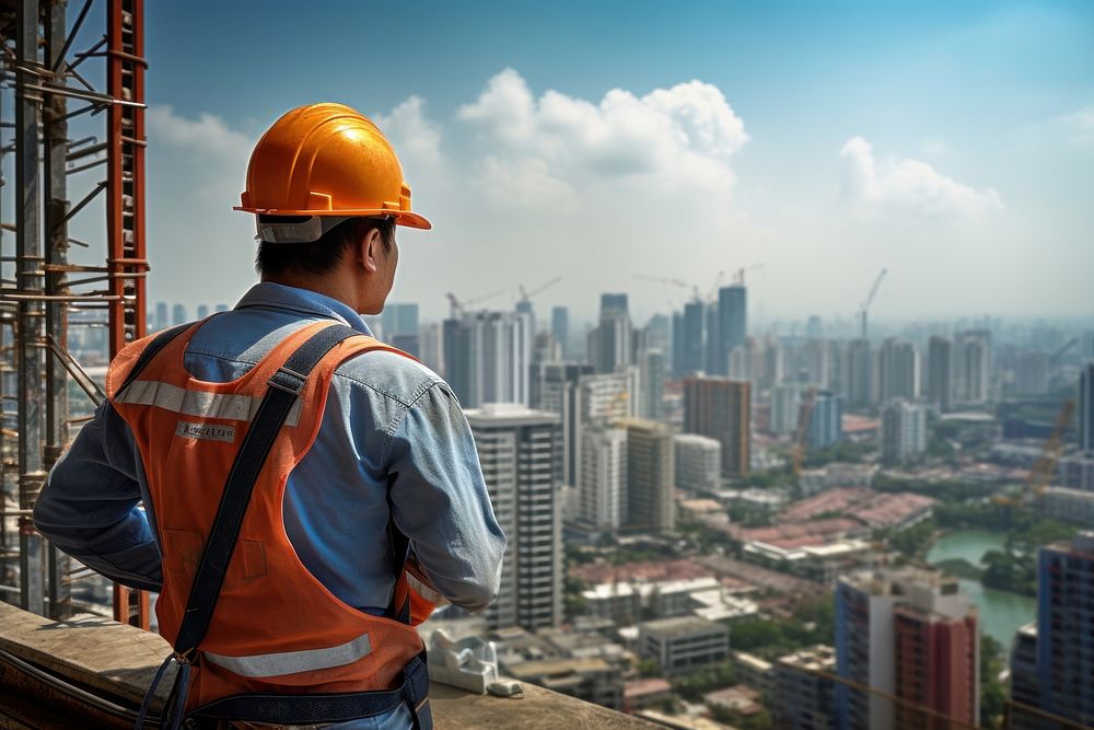 Construction worker building city architecture. AI generated Image by rawpixel.
