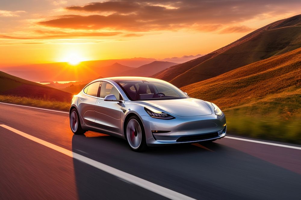 Electric car vehicle road transportation. 