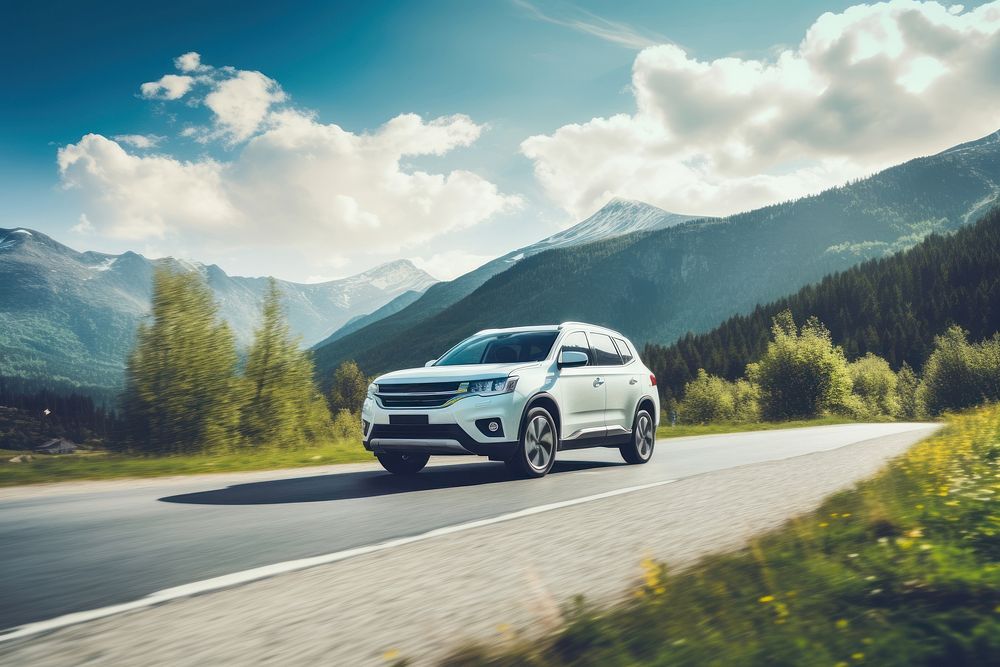 SUV car mountain vehicle driving. AI generated Image by rawpixel.