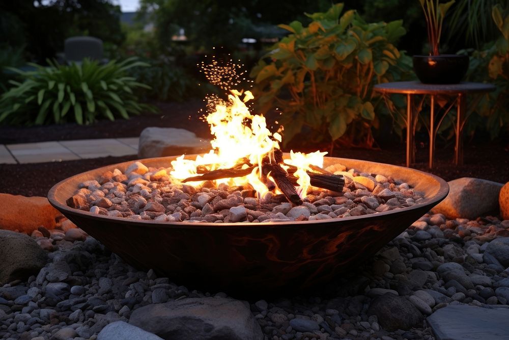 Backyard fire pit bonfire fireplace campfire. AI generated Image by rawpixel.