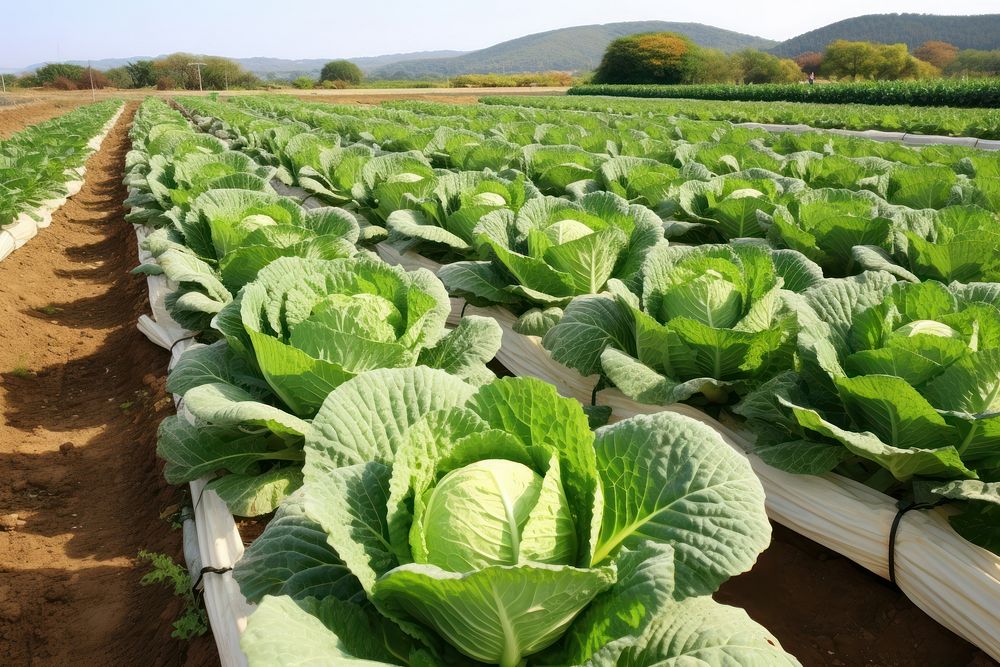 Cabbage farm vegetable outdoors nature. AI generated Image by rawpixel.