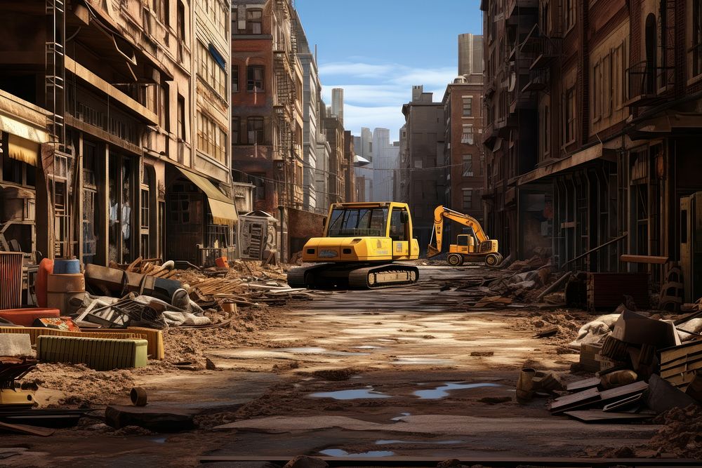 Construction background architecture demolition cityscape. AI generated Image by rawpixel.
