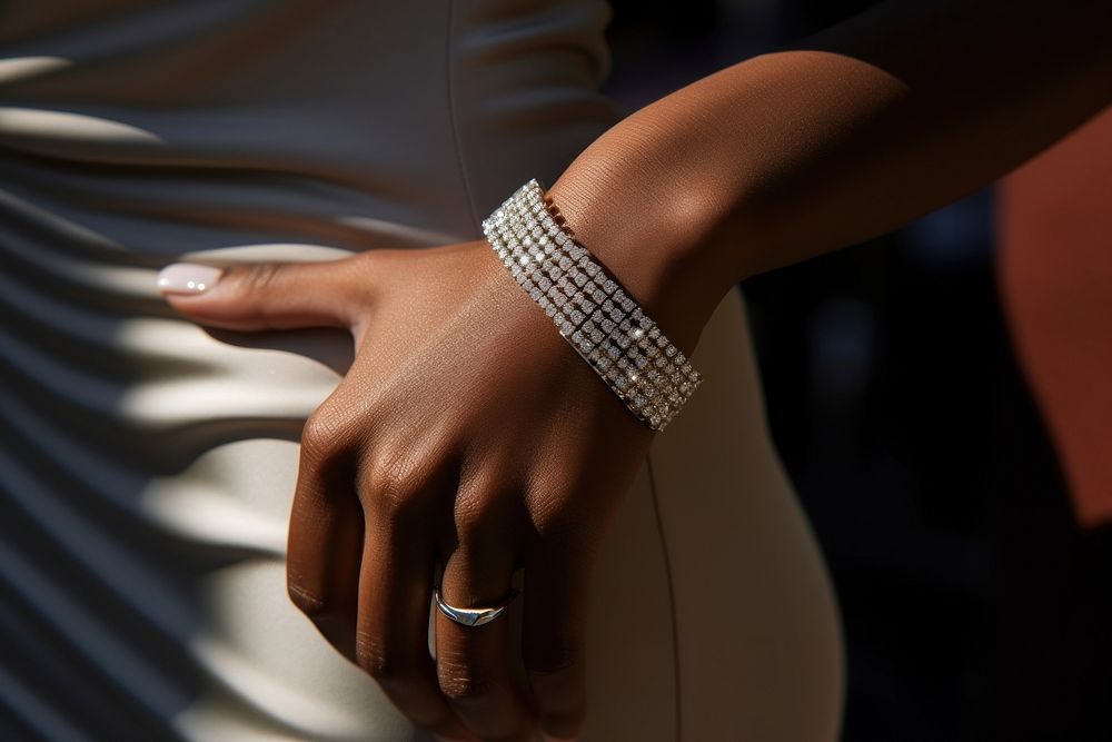 Diamond bracelet jewelry finger white. AI generated Image by rawpixel.