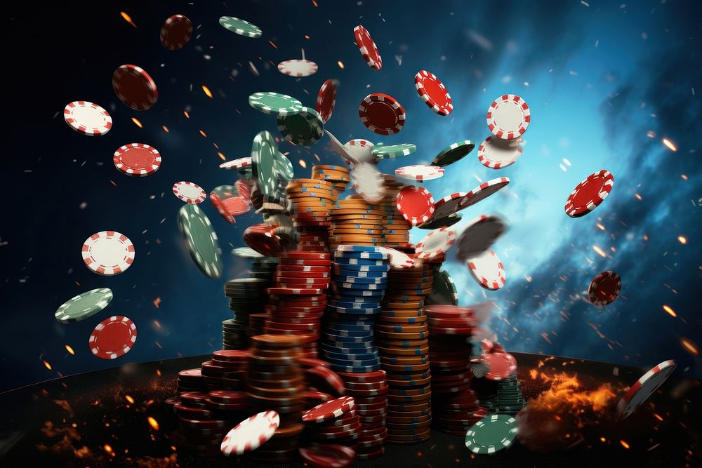 Falling casino chips gambling game opportunity. 