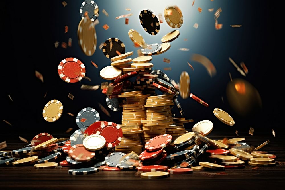 Falling gambling chips game medication abundance. 