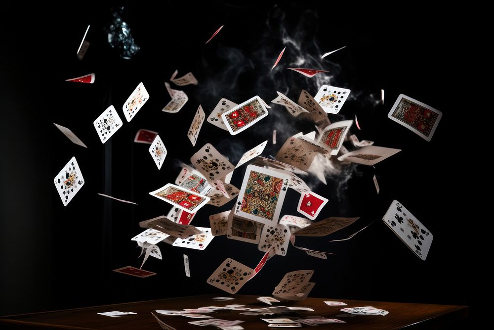 Falling poker cards gambling game furniture. AI generated Image by rawpixel.