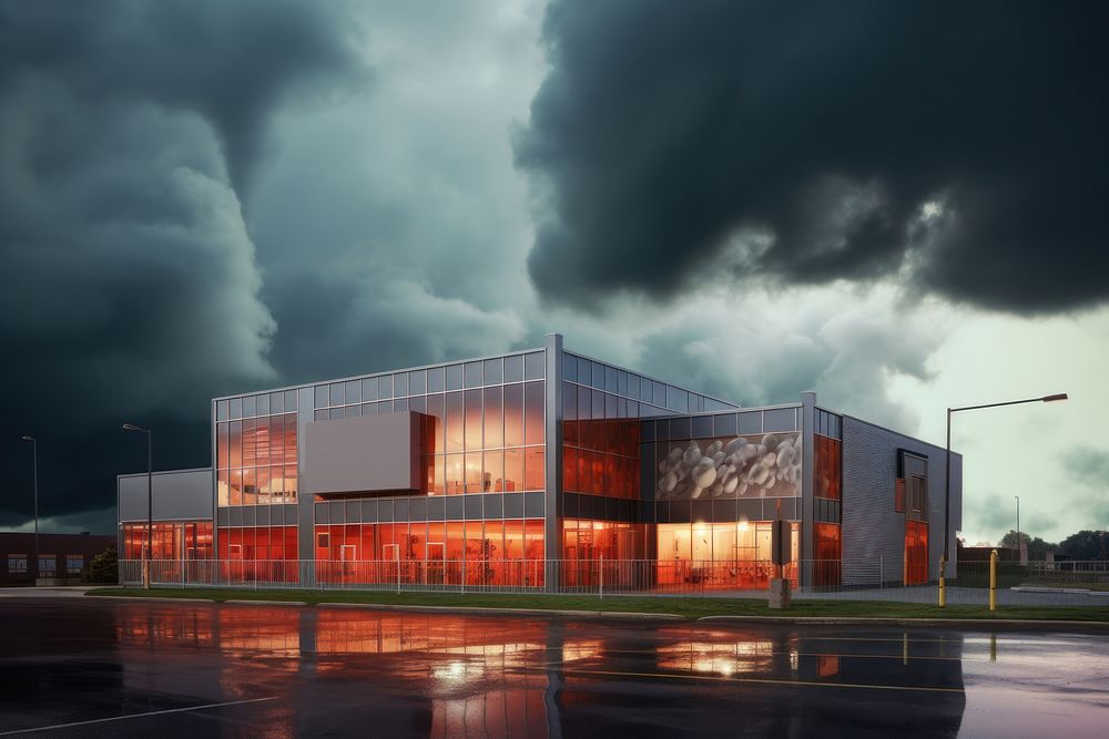 Fitness building model architecture outdoors cloud. AI generated Image by rawpixel.