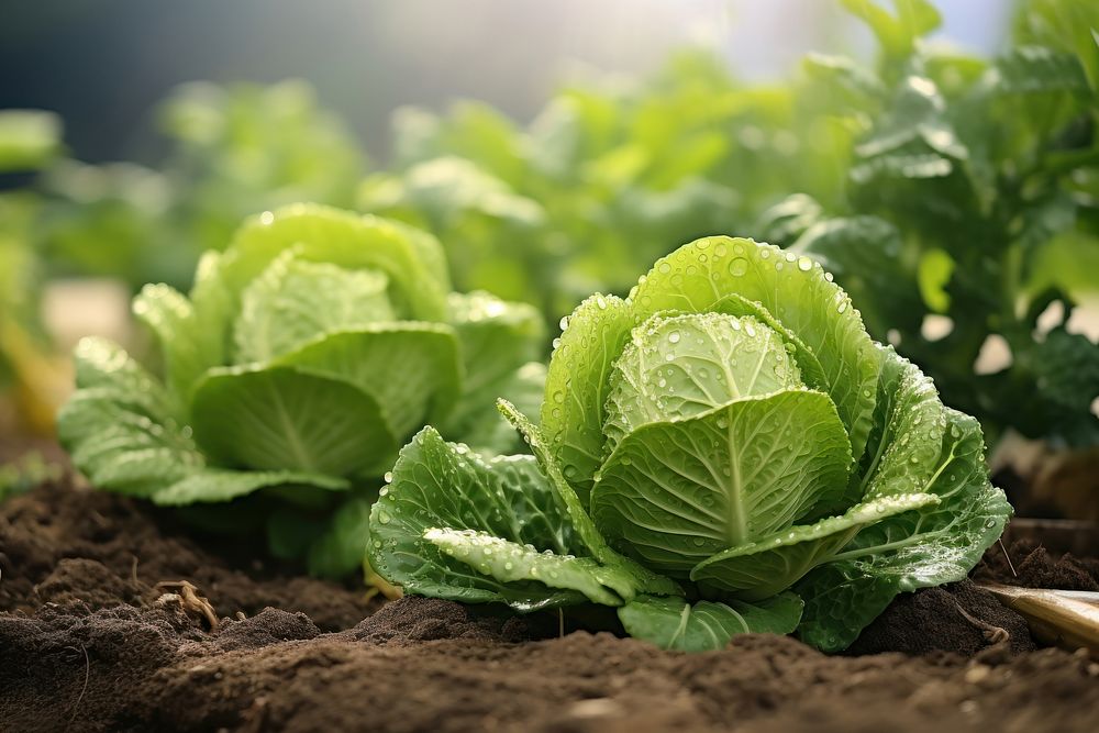 Growing cabbage vegetable lettuce plant. AI generated Image by rawpixel.