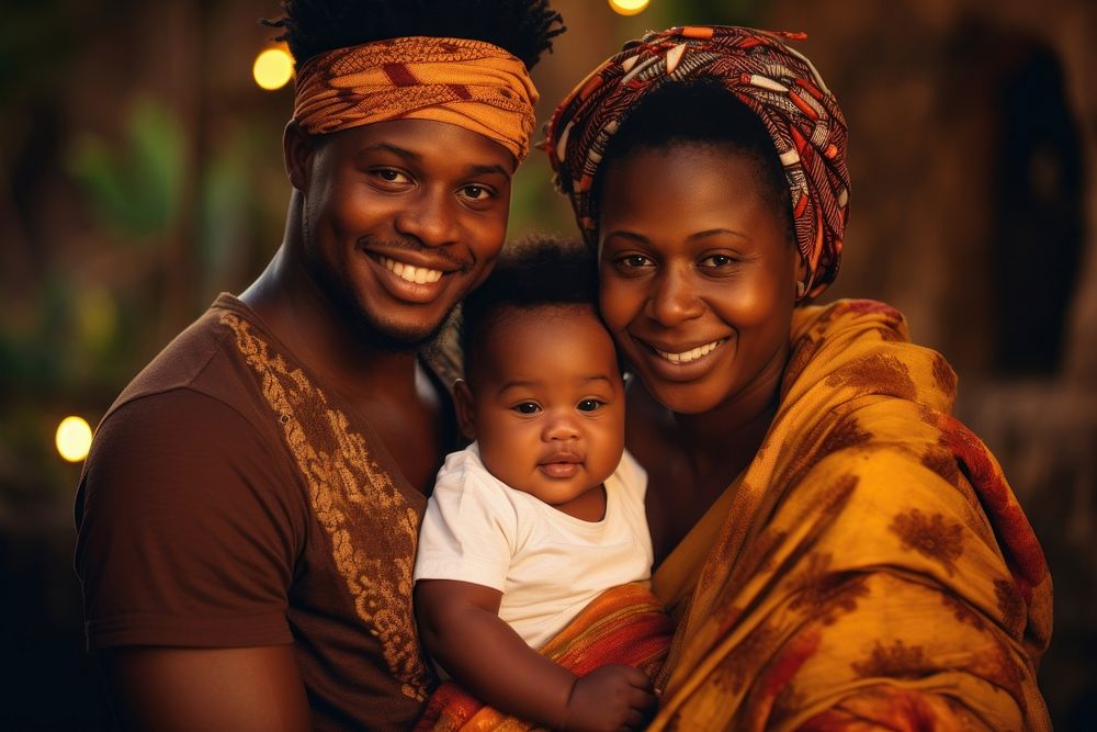 African family baby portrait smiling. 