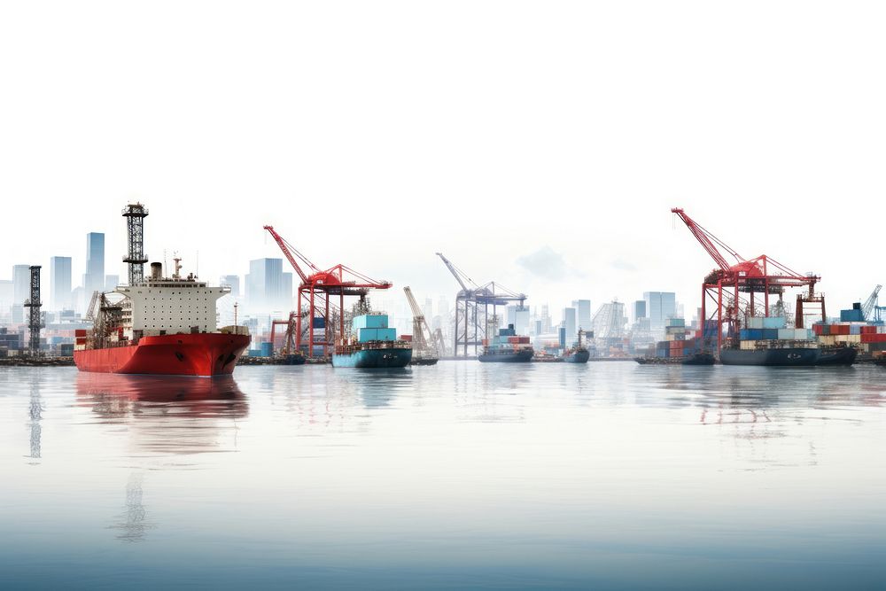 Marine shipping port architecture waterfront cityscape. AI generated Image by rawpixel.
