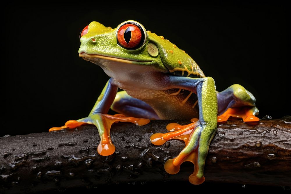 Orange-eyed tree frog amphibian wildlife reptile. 