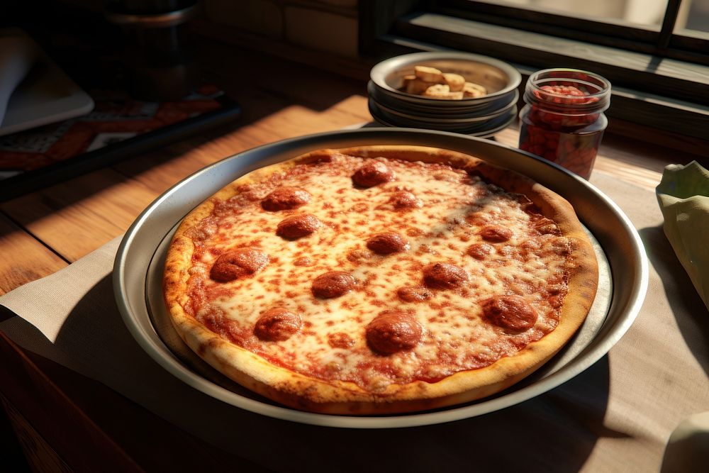 Pizza tray table food restaurant. 