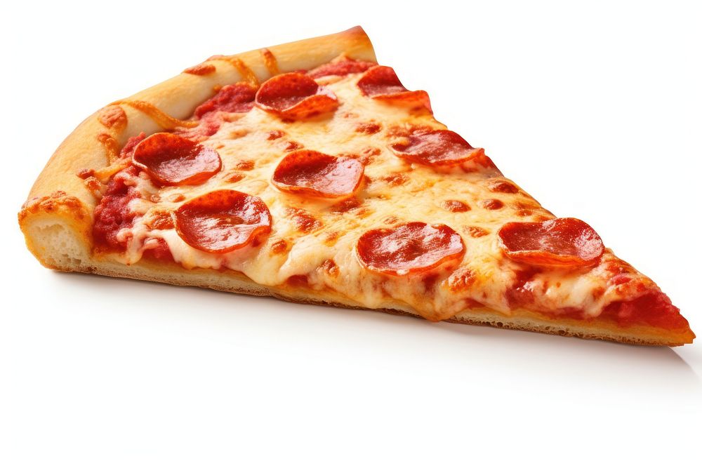 Pizza slice food white background. AI generated Image by rawpixel.