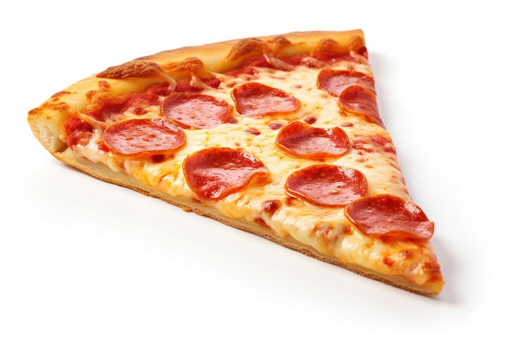 Pizza slice food white background pepperoni. AI generated Image by rawpixel.