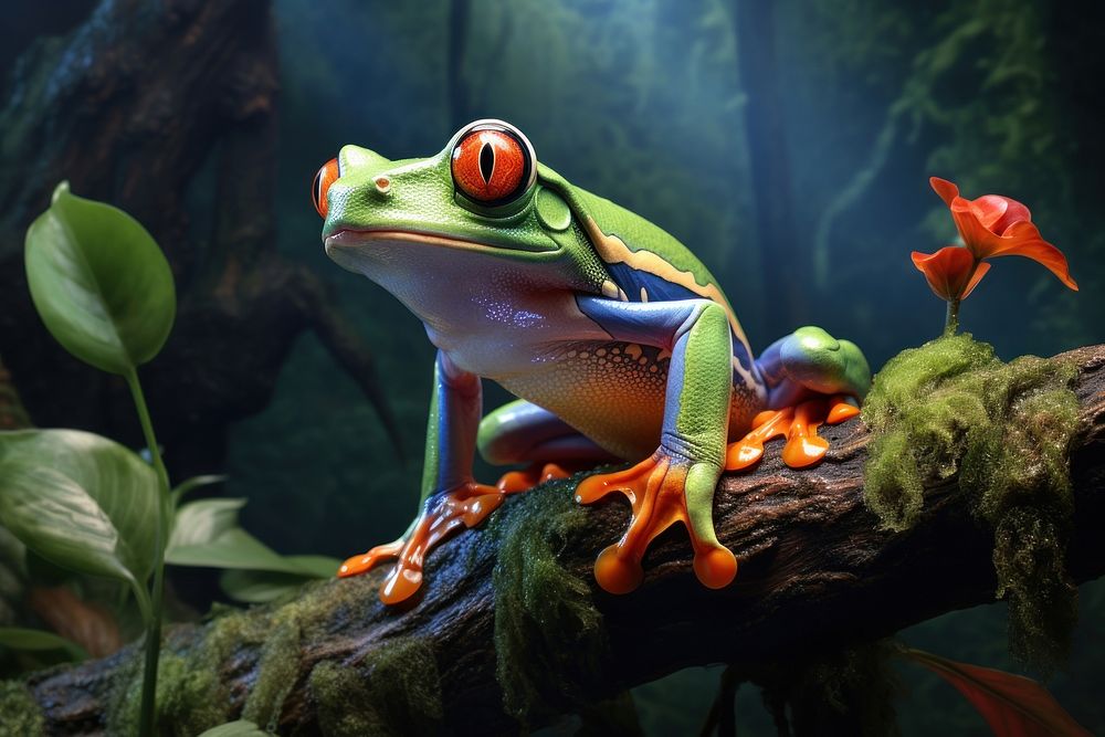 Red-eyed tree frog amphibian wildlife reptile. 