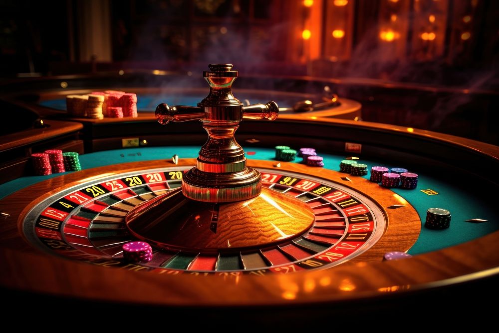 Roulette table nightlife gambling casino. 